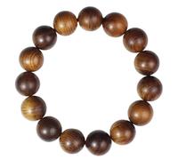 FDEETY Pulsera Esférica Madera Natural Cuentas Redondas Pulidas Artesanal Elástica Ajustable Joyería Juvenil Diámetro 15mm
