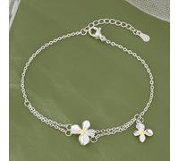 FDEETY Pulsera Floral Margarita Cadena Doble Ajustable Joyería Delicada Elegante Accesorios Mujer Estilo Primaveral