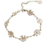 FDEETY Pulsera Margaritas Floral Elegante Cadena Ajustable Perlas Decorativas Joyería Infantil Juvenil Accesorios Primavera Verano
