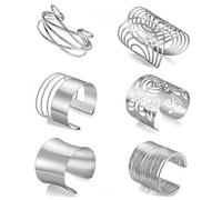 FDEETY Pulsera Mujer 6 Pcs Aleación Abierta Pulseras Accesorios el Brazo Joyería Ajustable Conjunto de Brazalete Remolino ideales para Fiestas Festivales y Estilos Punk（Plata）