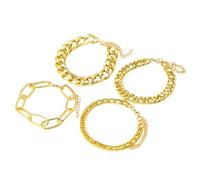FDEETY Pulsera Mujer de Moda Set de 4 Pulseras Doradas de Cadena Elegante y Versátil para Todas las Ocasiones Regalos Originales para Mujer