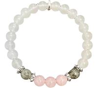 FDEETY Pulsera Mujer de Piedras Naturales Elegante Pulsera de Cuarzo Rosa y Piedra Luna para Moda y Estilo Diario Joyería para Mujeres Regalo Perfecto para Todas las Ocasiones