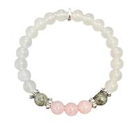 FDEETY Pulsera Mujer de Piedras Naturales Elegante Pulsera de Cuarzo Rosa y Piedra Luna para Moda y Estilo Diario Joyería para Mujeres Regalo para Todas las Ocasiones