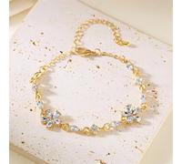 FDEETY Pulsera Mujer Elegante de Flores en Oro con Cristales de Swarovski Joyería Fina para Mujeres Ideal para Regalos Originales y Especiales