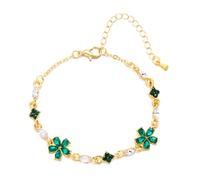 FDEETY Pulsera Mujer Elegante de Flores en Oro con Cristales de Swarovski Joyería Fina para Mujeres Ideal para Regalos Originales y Especiales