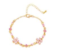 FDEETY Pulsera Mujer Elegante de Flores en Oro con Cristales de Swarovski Joyería Fina para Mujeres Ideal para Regalos Originales y Especiales