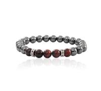 FDEETY Pulsera Mujer Hematita y Ojo de Tigre con Detalles de Cristal Pulsera de Piedra Natural para Mujeres Pulsera de Moda para Regalos Originales y Graduación