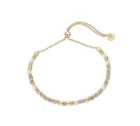 FDEETY Pulsera Mujer Oro 18K con Perlas y Cristales Diseño Elegante y Moderno Joyería de Moda para Todas las Ocasiones Regalo Ideal para Mujeres(Blanco)