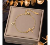 FDEETY Pulsera Mujer Oro Rosa Latido del Corazón Pulsera de Moda para Mujer Joyería Fina para Regalos Originales