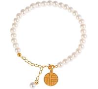 FDEETY Pulsera Mujer Perlas Elegante Diseño Clásico con Colgante Dorado Joyería Moderna para Todas las Ocasiones
