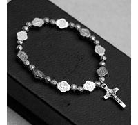 FDEETY Pulsera Mujer Plata con Cruz y Medallas de San Benito Joyería Religiosa Elegante para Mujeres Regalo Ideal para Graduación y Profesores
