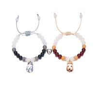 FDEETY Pulseras Ajustables Con Dijes De Gato Set De 2 Piezas Pulseras De Cuentas De Colores Accesorio Para Mujer Joyería Artesanal