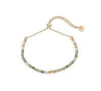 FDEETY Pulseras de Cuentas Mujer Pulsera Ajustable Apilables Pulseras Piedra natural Pulsera de Latón Pulseras Mejores Amigas Originales Regalos Cumpleaños(Verde)