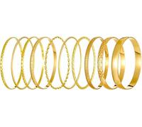 FDEETY 10 Piezas Pulseras para Mujeres Multi Apilables Brazalete India Brazalete Juego de Pulseras Boda (Oro)