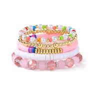 FDEETY Pulseras Elásticas Cristal Bohemio Cuentas Multicolor Brazaletes Apilables Joyería Decorativa Mujer Accesorios Verano