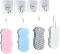 FDEETY Set Esponjas Baño 3d Texturizadas Multicolor Ganchos Adhesivos Colgadores Autoadhesivos Accesorios Ducha