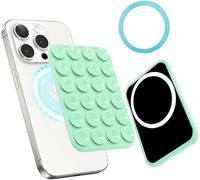 FDEETY Soporte Magnético para Móvil con Ventosa de Silicona con imán Portátil Multifuncional Placa Magnética Compatible Fundas Teléfono Universal Smartphone(Verde Menta)