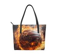 fdgbnm Bolso de mano de baloncesto en llamas y agua, estampado de llamas, bolso de mano para mujer, bolso grande de piel sintética.
