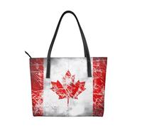 fdgbnm Bolso de mano retro con estampado de bandera de Canadá para mujer, bolso grande de piel sintética.