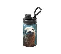 FDGBNM Botella aislada de 12 onzas de agua Seal Pup. Doble pared, a prueba de fugas, sin sudor, al aire libre y de viaje.