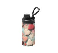 FDGBNM Botella aislada Love Pattern de 12 onzas. Doble pared, a prueba de fugas, sin sudor, para exteriores y viajes.