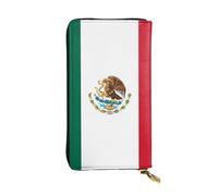 fdgbnm Cartera de cuero con la bandera de México. Cartera de cuero RFID para mujer, bolso de gran capacidad con cremallera