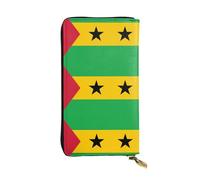 fdgbnm Cartera de cuero con la bandera de Santo Tomé y Príncipe. Cartera de piel RFID para mujer, cartera de gran capacidad con cremallera
