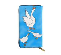 fdgbnm Cartera de cuero White Goose House. Cartera de piel RFID para mujer, cartera con cremallera de gran capacidad