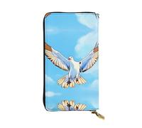 fdgbnm Cartera de piel con diseño de gaviotas en vuelo. Cartera de piel RFID para mujer, cartera con cremallera de gran capacidad