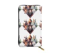 fdgbnm Cartera de piel de lobos y renos. Cartera de piel RFID para mujer, bolsa de gran capacidad con cremallera