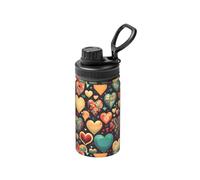FDGBNM Colorful Hearts Botella aislada de 12 onzas. Doble pared, a prueba de fugas, sin sudor, para exteriores y viajes.