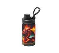 FDGBNM Dragon King in Fire Botella aislada de 12 onzas. Doble pared, a prueba de fugas, sin sudor, para exteriores y viajes.