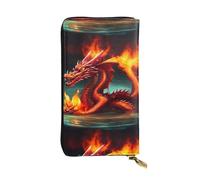 fdgbnm Dragon King in Fire - Cartera de piel para mujer, cartera de piel RFID con cremallera de gran capacidad
