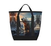 fdgbnm Polar Bear in Winter - Bolsa térmica de gran capacidad para el almuerzo, para mujer