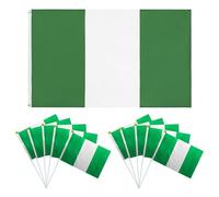 FDGGT 1 Bandera De Nigeria Y 10 Banderas Onduladas A Mano, Banderas De Poliéster, Decoraciones para Fiestas, Adecuadas para El Hogar, Jardín, Bar