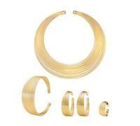 FDGGT 1 Collar, 1 Par De Aretes, 1 Anillo Y 1 Par De Pulseras, Joyería De Diseño Creativo, Joyería De Oro De Moda, Accesorios De Vestir