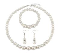 FDGGT 1 Collar, 1 Pulsera Y 1 Par De Aretes, Joyería De Perlas Artificiales, Joyería De Perlas Elee, Accesorios De Vestir, Joyería De Mujer