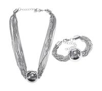 FDGGT 1 Collar De Cuentas De Plata Y 1 Pulsera De Plata, Collar Geométrico, Joyería Estilo Punk, Accesorios De Vestir