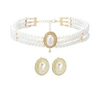 FDGGT 1 Collar De Perlas Multicapa Y 1 Par De Aretes, Joyería De Perlas De Imitación Vintage, Joyería Elee, Accesorios De Vestir, Joyería De Moda