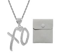 FDGGT 1 Collar De Plata De Hip Hop Y 1 Bolsa De Joyería, Collar con Cole De Letra, Collar De Circonita De Moda, Accesorios De Ropa