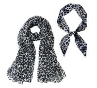 FDGGT 1 Pañuelo De Seda Con Estampado De Leopardo, 1 Pañuelo Pequeño Con Estampado De Leopardo, Pañuelo De Seda Con Estampado De Leopardo Blanco Y Negro, Pañuelo De Muselina Simple Y Moderno