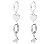 FDGGT 1 Par De Aretes En Forma De Corazón Y 1 Par De Aretes De Mariposa, Aretes Modernos Y Versátiles, Aretes Coles Simples, Joyería para Mujer