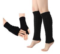 FDGGT 1 Par De Calentadores De Pies De Punto Y 1 Par De Guantes De Punto, Calentadores De Invierno, Calentadores De Piernas, Guantes Suaves, Guantes Sin Dedos