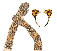 FDGGT 1 Par De Guantes con Estampado De Leopardo, 1 Diadema con Estampado De Leopardo, Guantes Largos para Mujer, Decoración De Accesorios De Vestir