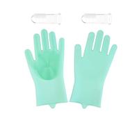 FDGGT 1 Par De Guantes De Baño para Mascotas Y 2 Cepillos De Dientes para Mascotas, Guantes De Aseo para Mascotas, Guantes De Silicona, Artículos para Mascotas