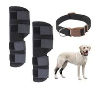 FDGGT 1 Par De Rodilleras para Mascotas, 1 Collar para Mascotas, Equipo De Protección para Perros, Equipo De Protección para Articulaciones, Suministros para Mascotas