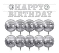 FDGGT 1 Uds. Bandera De Feliz Cumpleaños, 10 Uds. Globos De Discoteca Decoración De Discoteca Decoración Cole para Fiesta De Cumpleaños Banner Accesorios De Globos