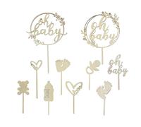 FDGGT 10 Uds. De Insertos para Pastel De Bebé, Insertos De Madera para Pastel, Decoraciones para Baby Shower, Lindos Insertos Simples