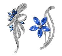 FDGGT 2 Broches De Flores, Broches Azules Metálicos, Insignias De Mujer, Broches De Moda Exquisitos, Decoración De Alfileres De Ropa