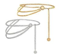 FDGGT 2 Cadenas De Cintura, Cadena para El Cuerpo De Mujer, Cadena De Cintura Sexy Y Moderna, Cadena De Cintura Multicapa Personalizada, Cadena De Decoración De Ropa